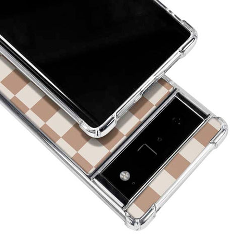 Neutral Checkered Google Pixel 6 Clear Case